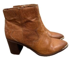 Franco Sarto Bushwick Women's 8.5M Bootie Brown Leather Cowgirl Ankle Boots